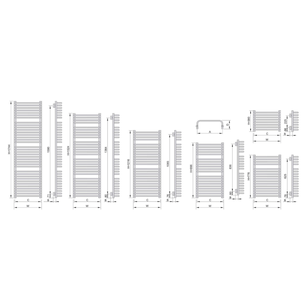 Aster_tech_1200x1200 Grzejnik ENIX Aster - rysunek techniczny