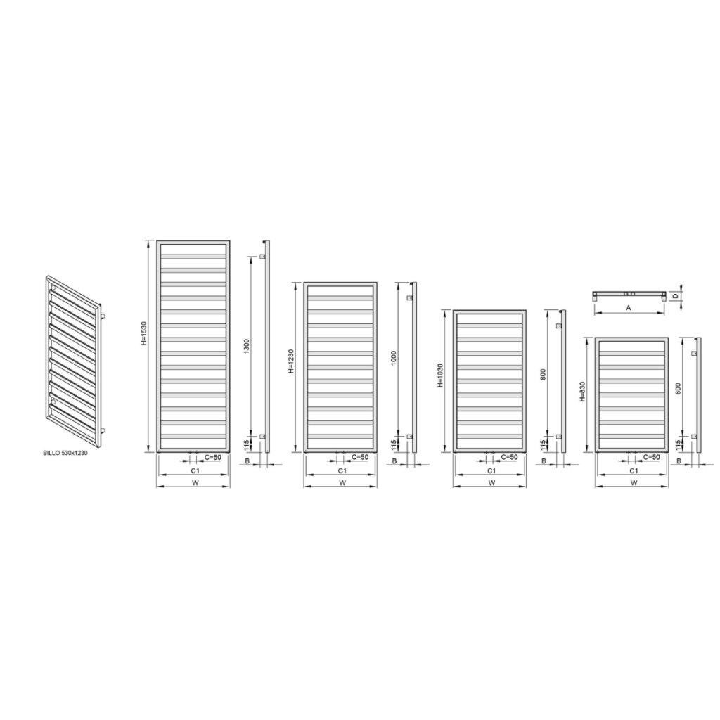 Grzejnik ENIX Billo - rysunek techniczny