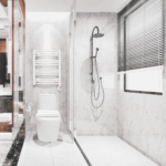 Grzejnik ENIX DT w kolorze białym w nowoczesnej łazience