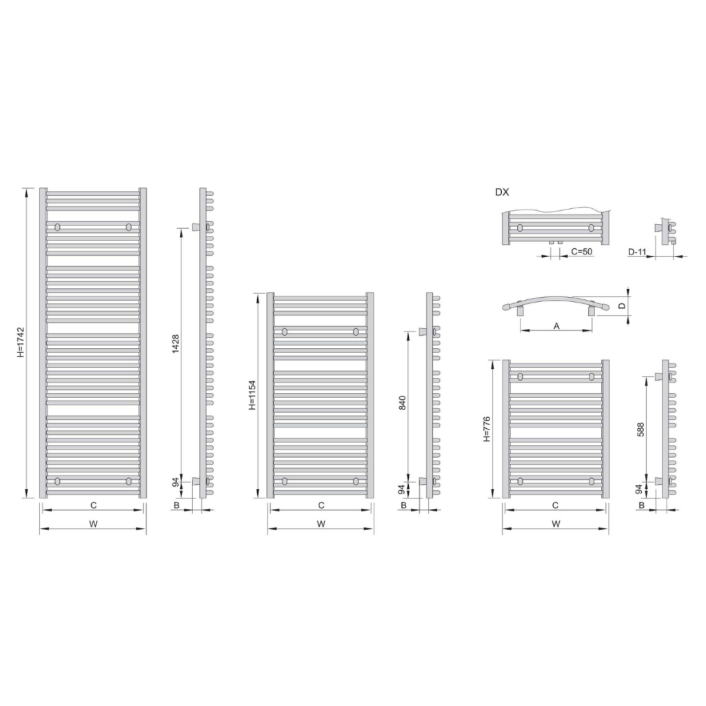 Grzejnik ENIX Dalis - rysunek techniczny