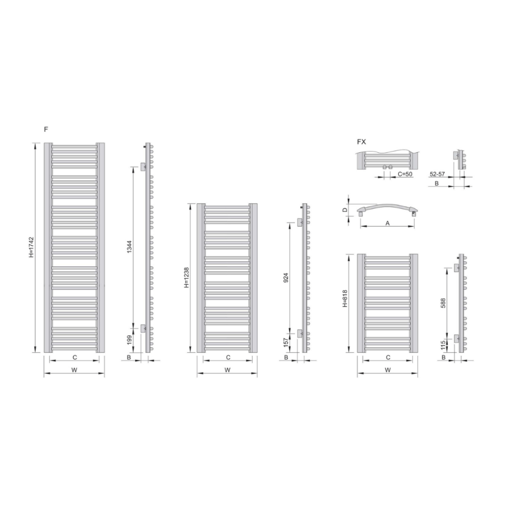 Grzejnik ENIX Focus - rysunek techniczny
