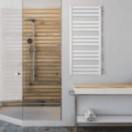 Grzejnik łazienkowy nowoczesny ENIX Hibiscus w kolorze białym w minimalistycznej łazience