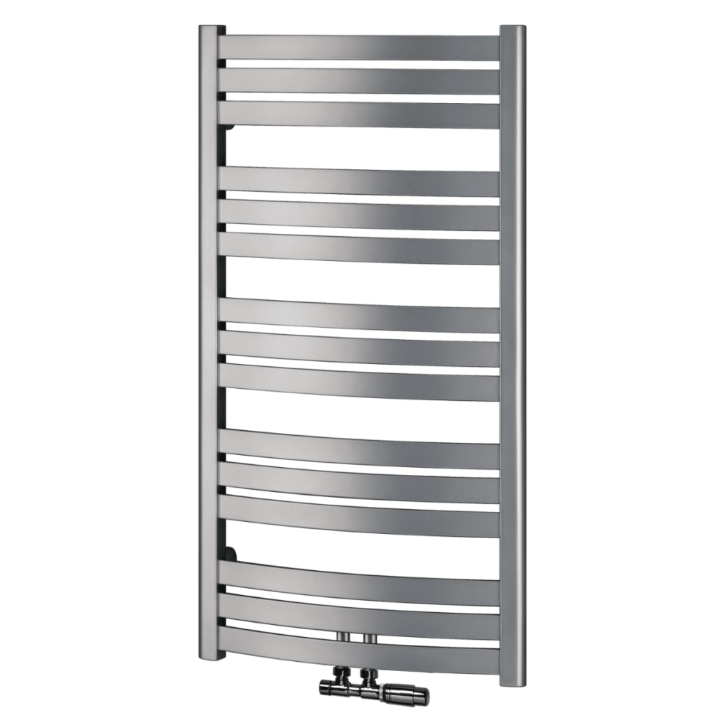 Grzejnik ENIX Lamelo LMX ze środkowym podłączeniem w srebrnym kolorze z zaworem