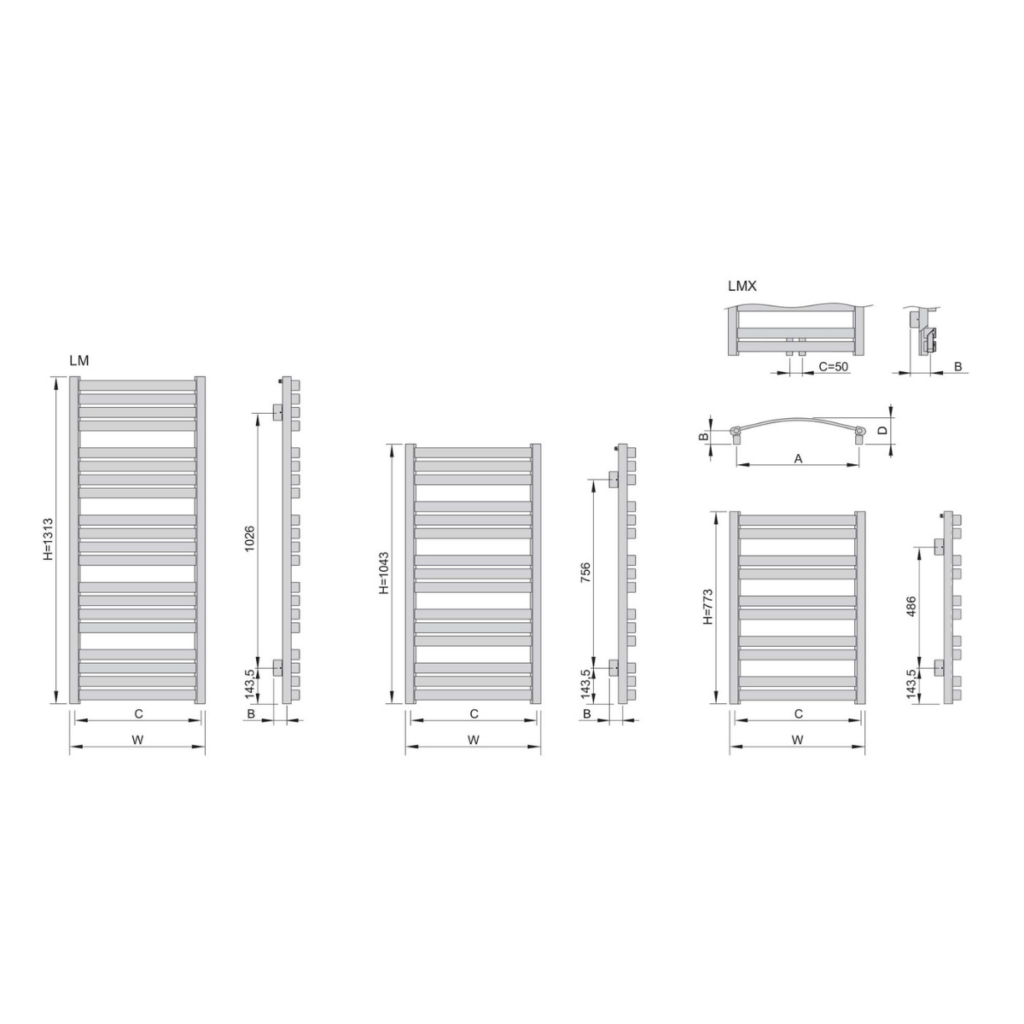 Grzejnik ENIX Lamelo - rysunek techniczny