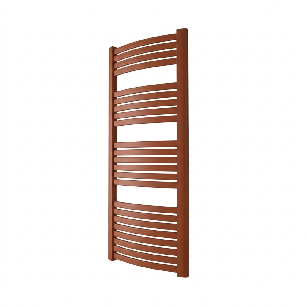 Praktyczny grzejnik ENIX Loko w kolorze terakota do nowoczesnej łazienki