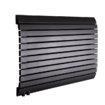 Designerski grzejnik ENIX Madera w kolorze grafitowym, ukazujący układ poziomych profili