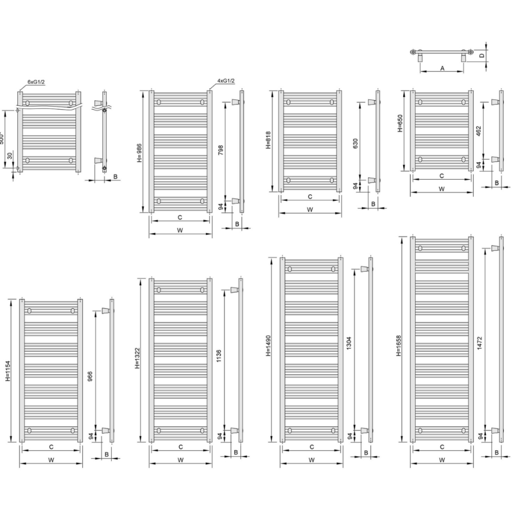 Grzejnik ENIX PT - rysunek techniczny