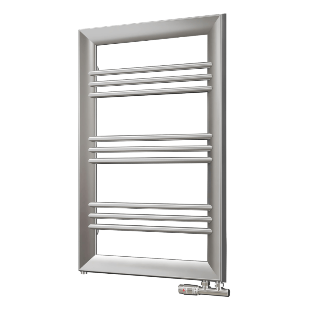 Dekoracyjny grzejnik ENIX Rama w kolorze srebrnym z zaworem