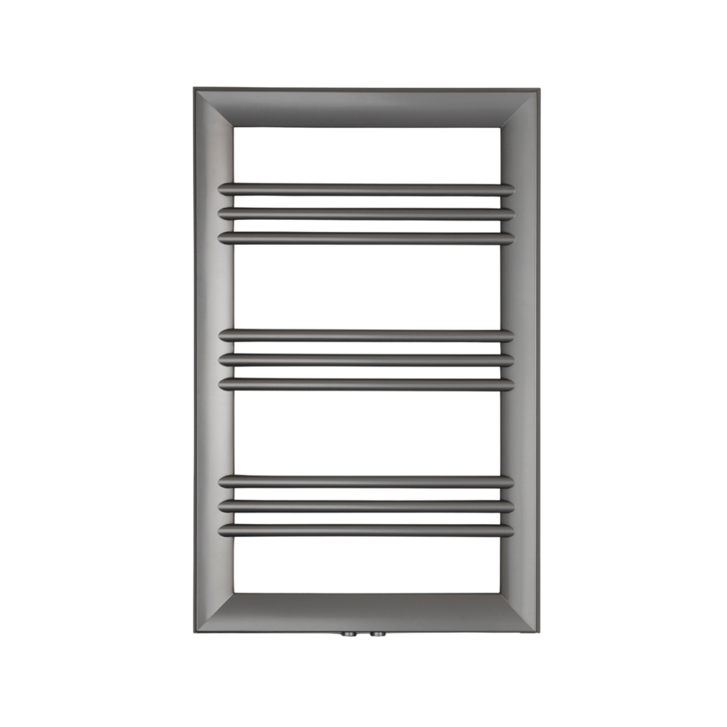 Dekoracyjny grzejnik ENIX Rama w kolorze srebrnym - widok z przodu