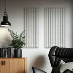 Grzejnik dekoracyjny Santos w brązowym kolorze, aranżacja biura. Bestseller ENIX.