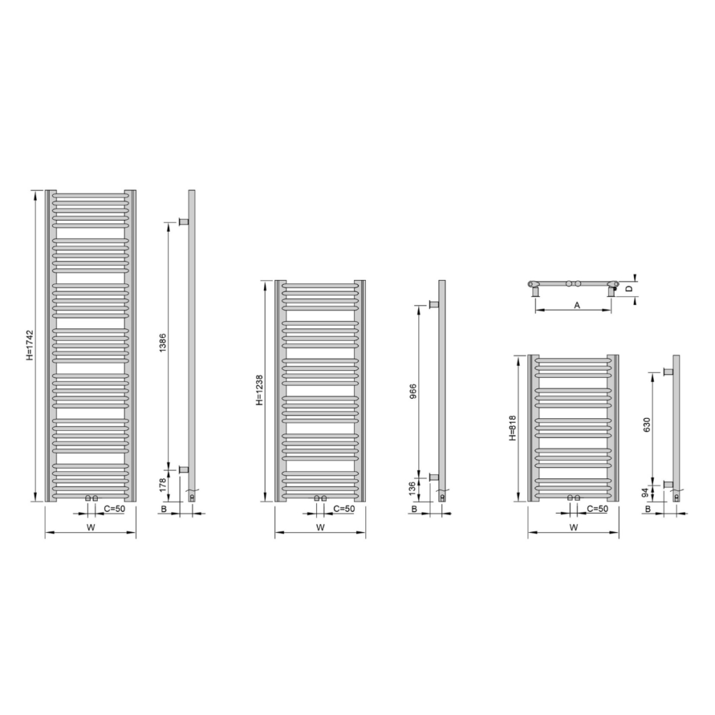 Grzejnik łazienkowy ENIX Tango - rysunek techniczny