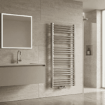 Grzejnik łazienkowy ENIX Tango w beżowej łazience