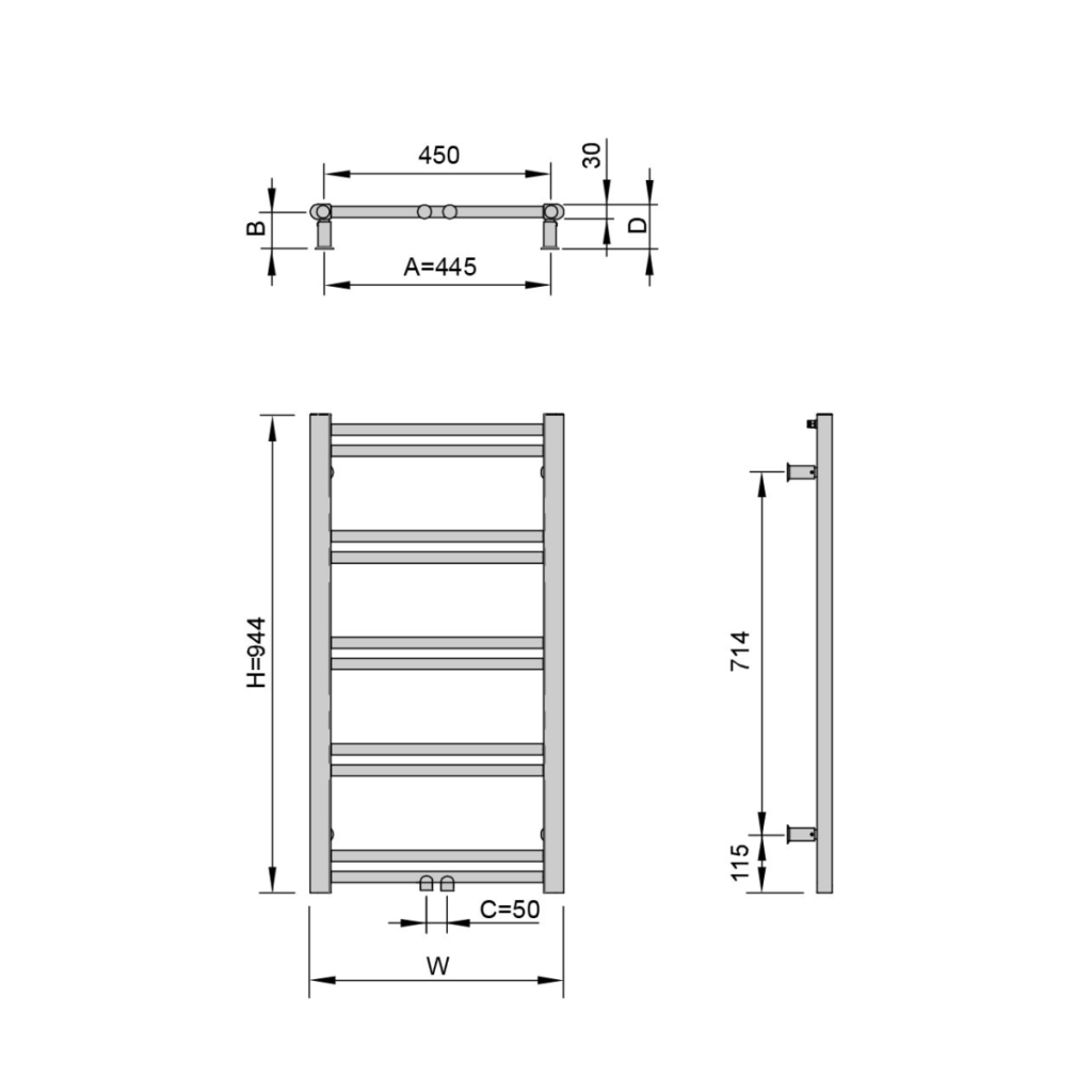 Nowoczesny grzejnik łazienkowy ENIX Uno - dane techniczne