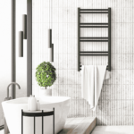 Grzejnik łazienkowy ENIX Uno w kolorze czarnym w nowoczesnej łazience