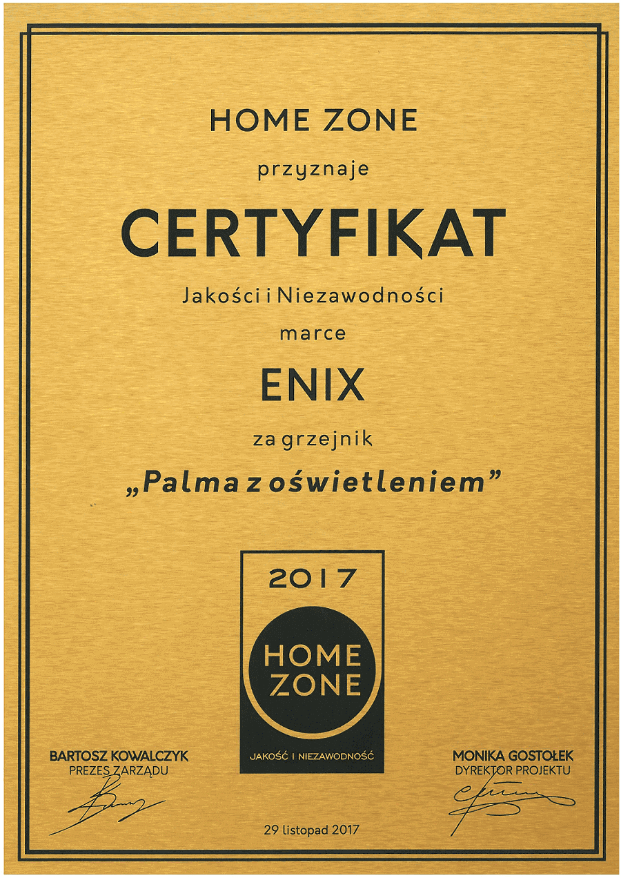 201711 HomeZone - Certyfikat HOME ZONE – Jakość i niezawodność!